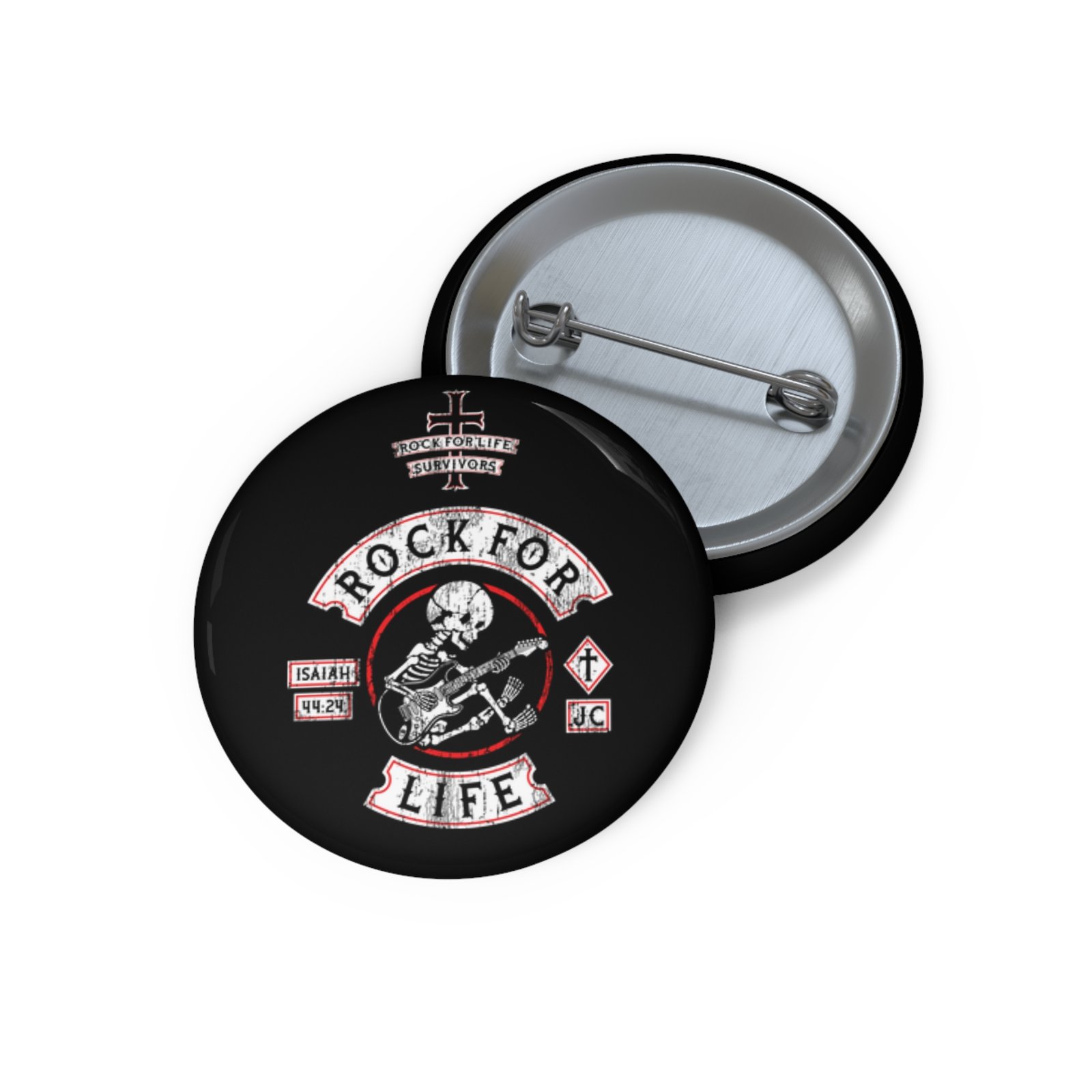 Rock For Life Biker Logo Pin Buttons