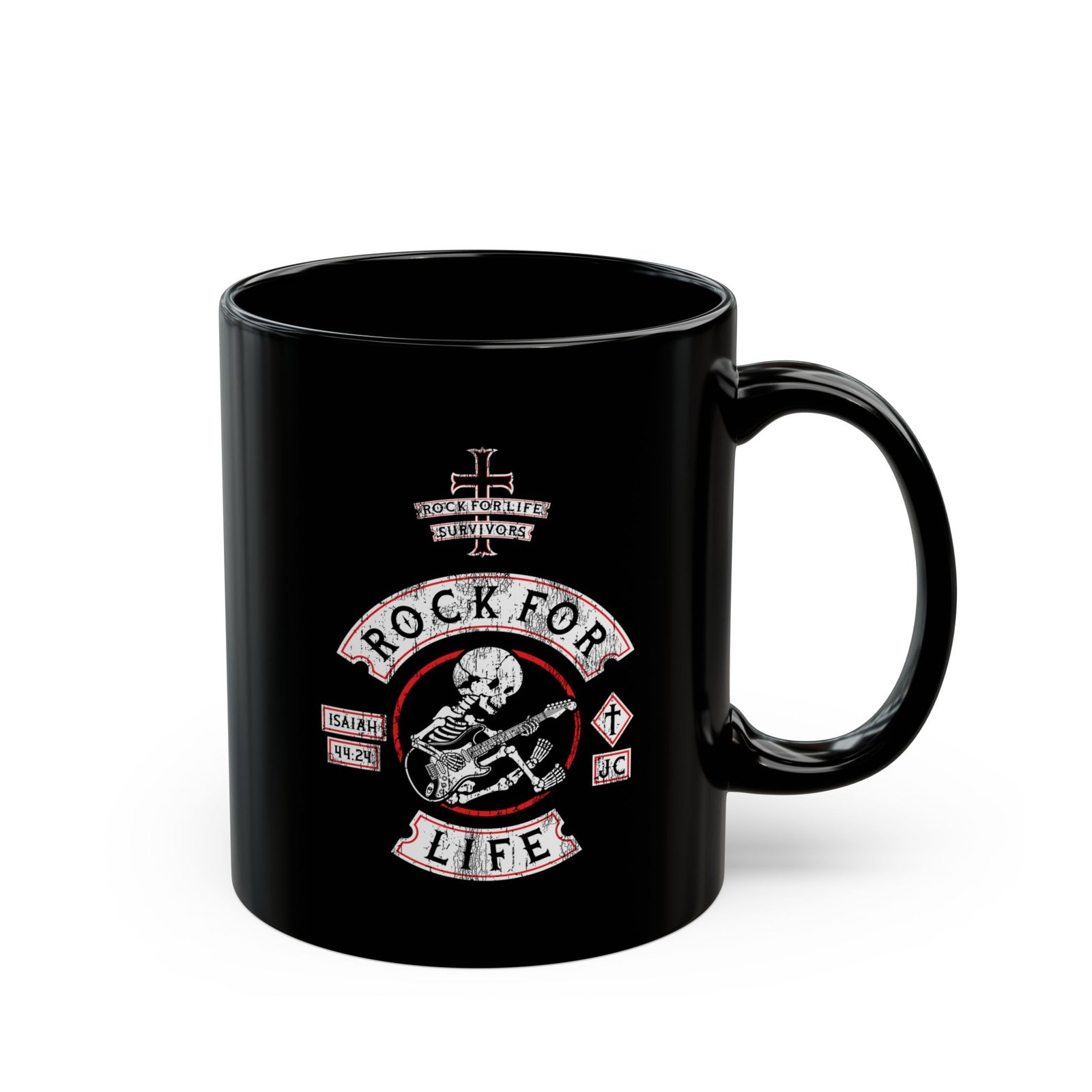 Rock For Life Biker Logo Black Mugs (11oz, 15oz) - Image 2