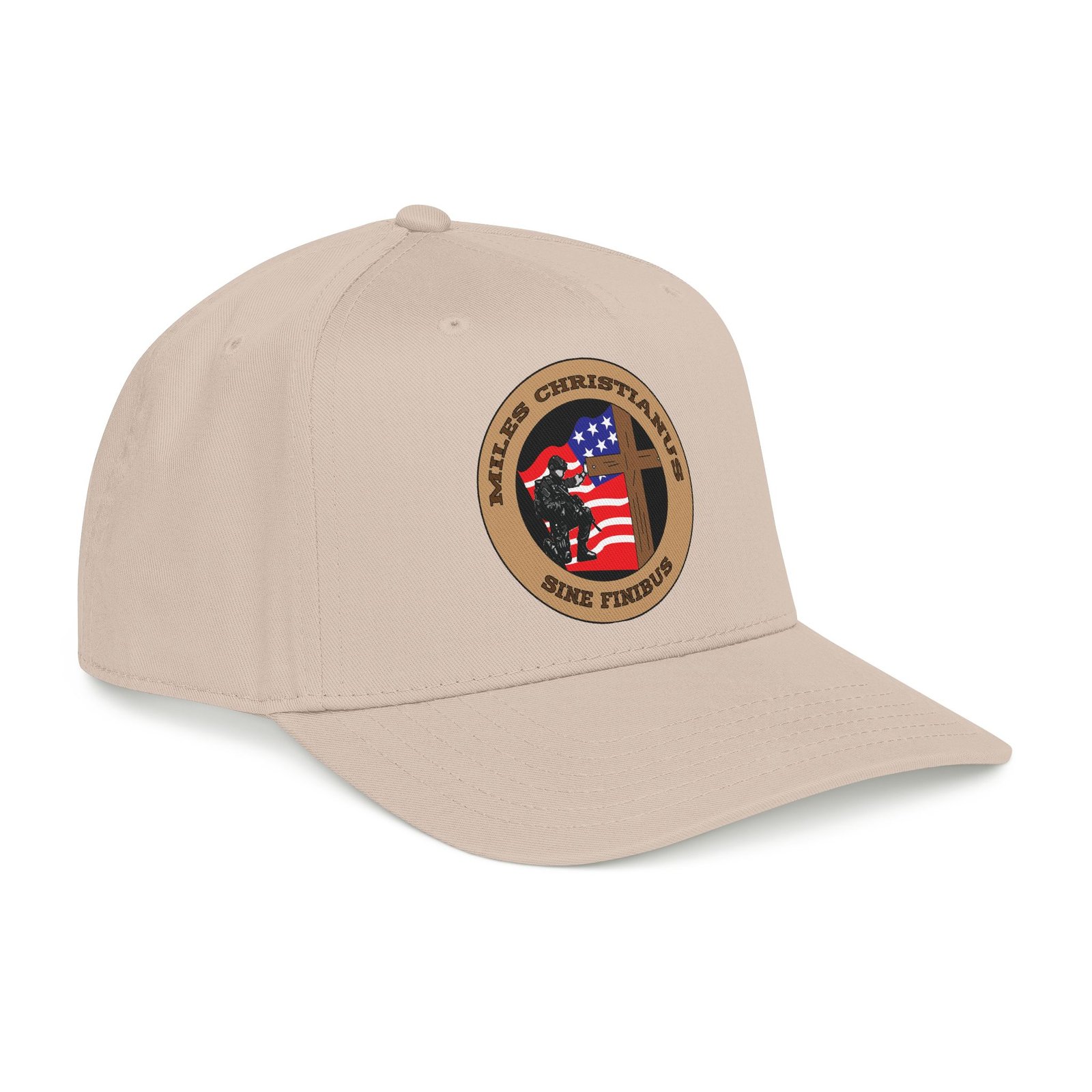 Miles Christianus - Sine Finibus Printed Mid Profile Baseball Cap (Khaki) - Image 3