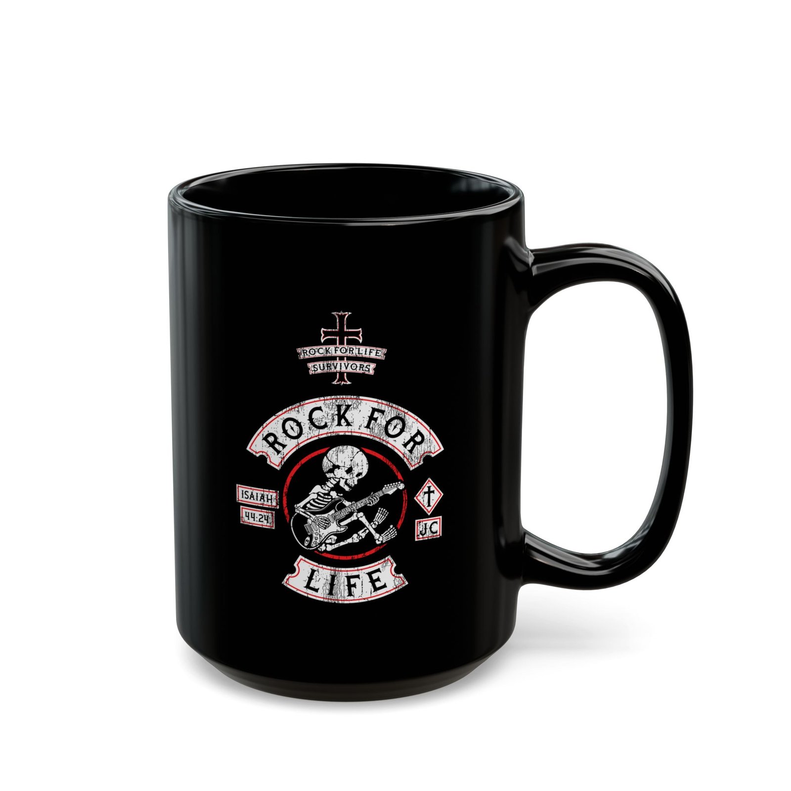 Rock For Life Biker Logo Black Mugs (11oz, 15oz) - Image 6