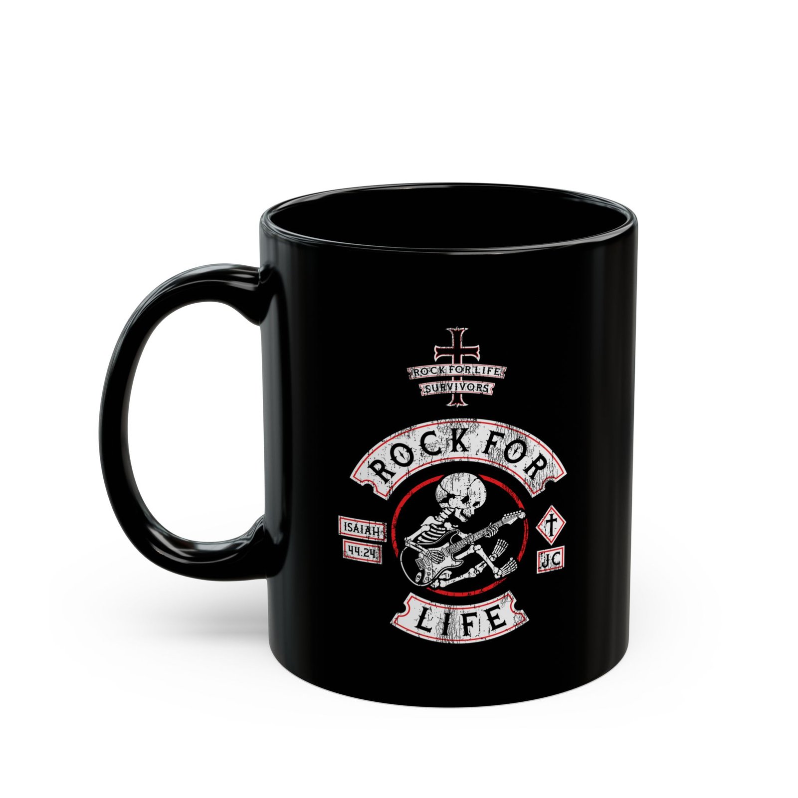 Rock For Life Biker Logo Black Mugs (11oz, 15oz)
