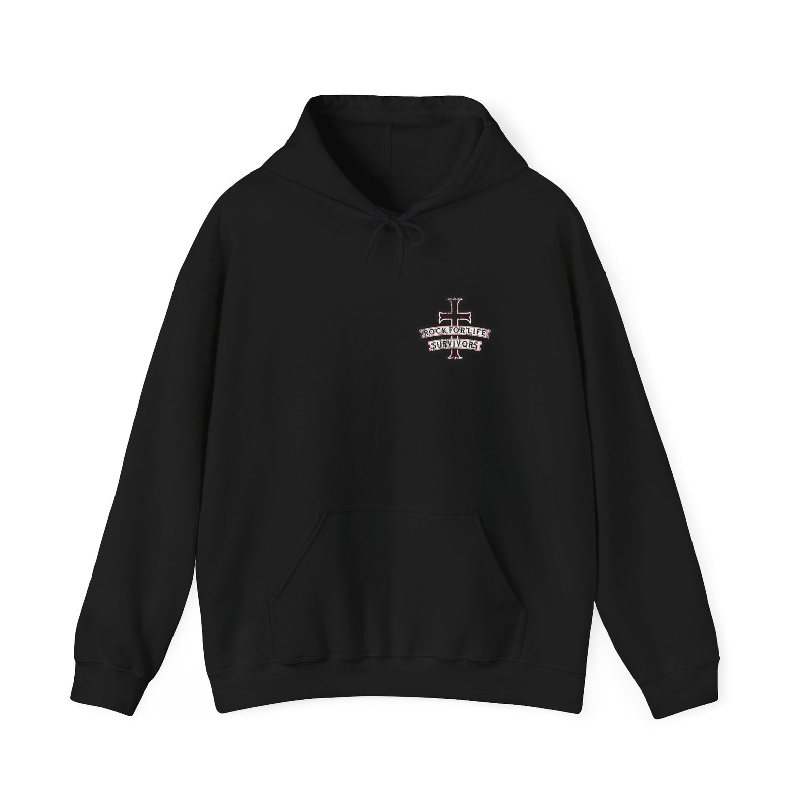 Rock For Life Biker Logo Pullover Hooded Sweatshirt (2-Sided)