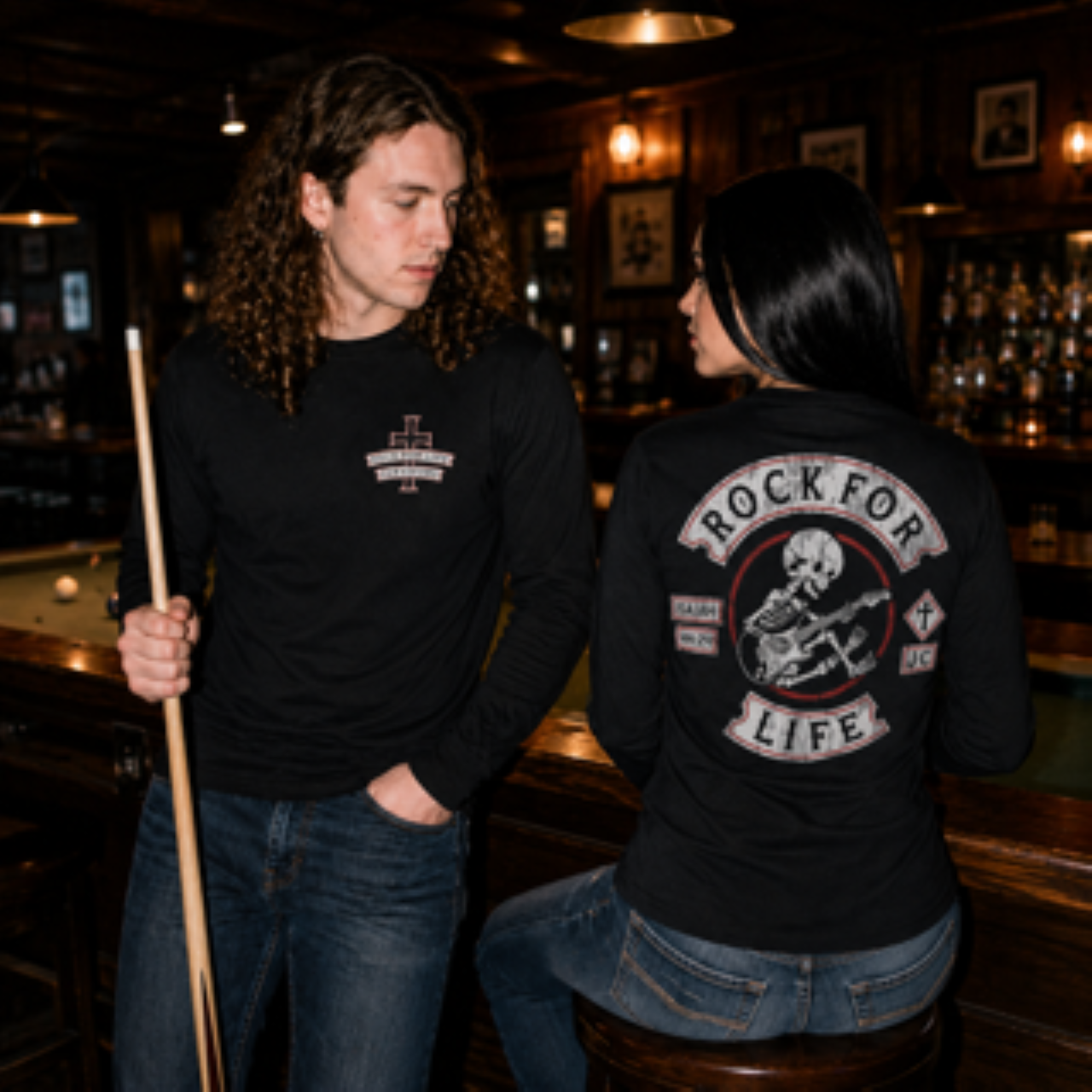 Rock For Life Biker Logo Long Sleeve Tshirt