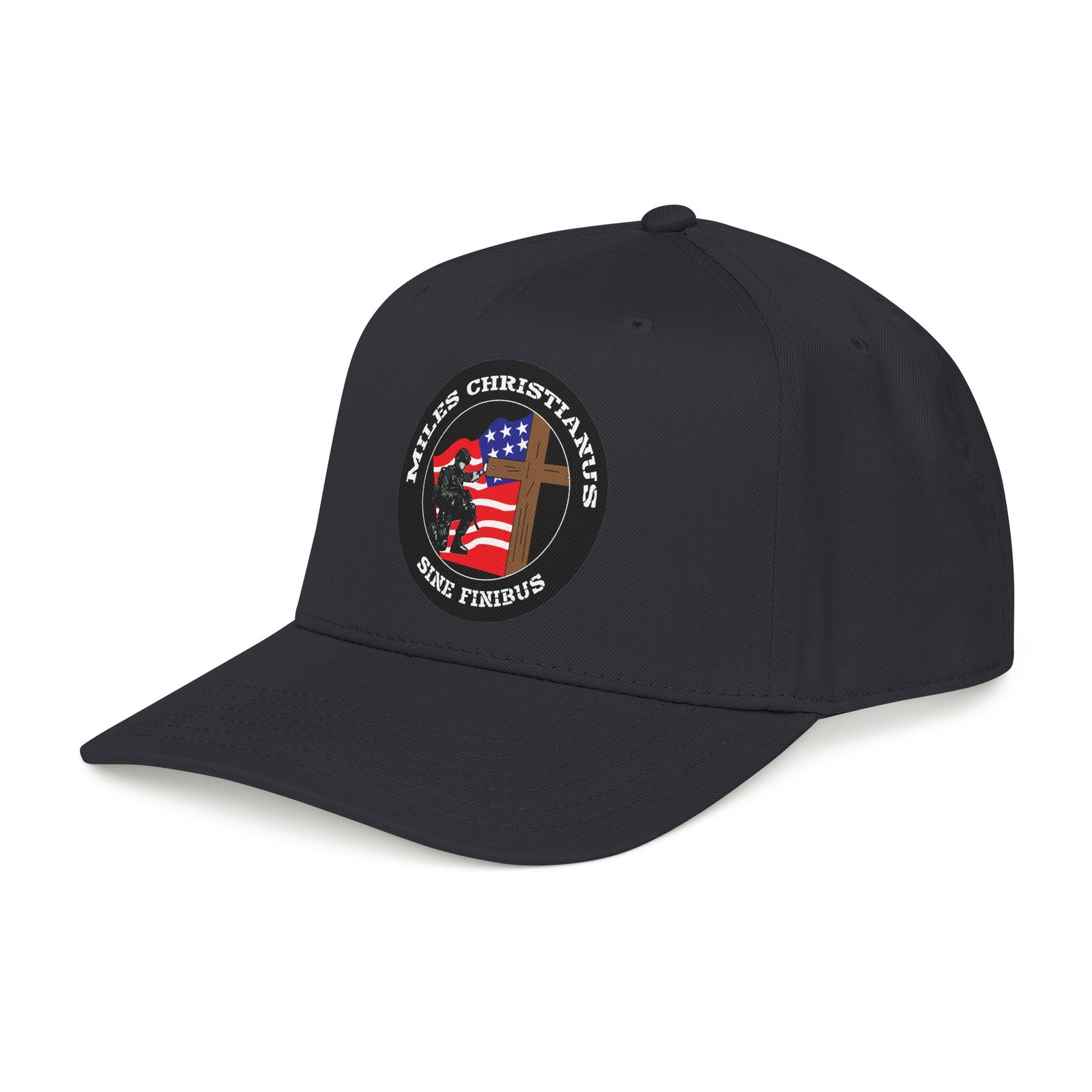 Miles Christianus - Sine Finibus Printed Mid Profile Baseball Cap (Black) - Image 4