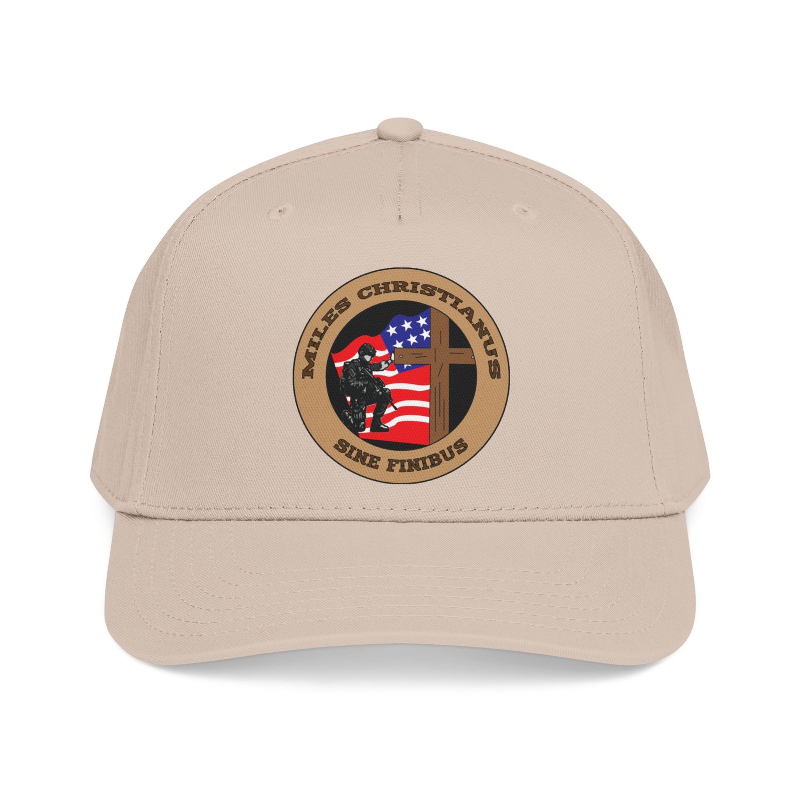 Miles Christianus - Sine Finibus Printed Mid Profile Baseball Cap (Khaki)