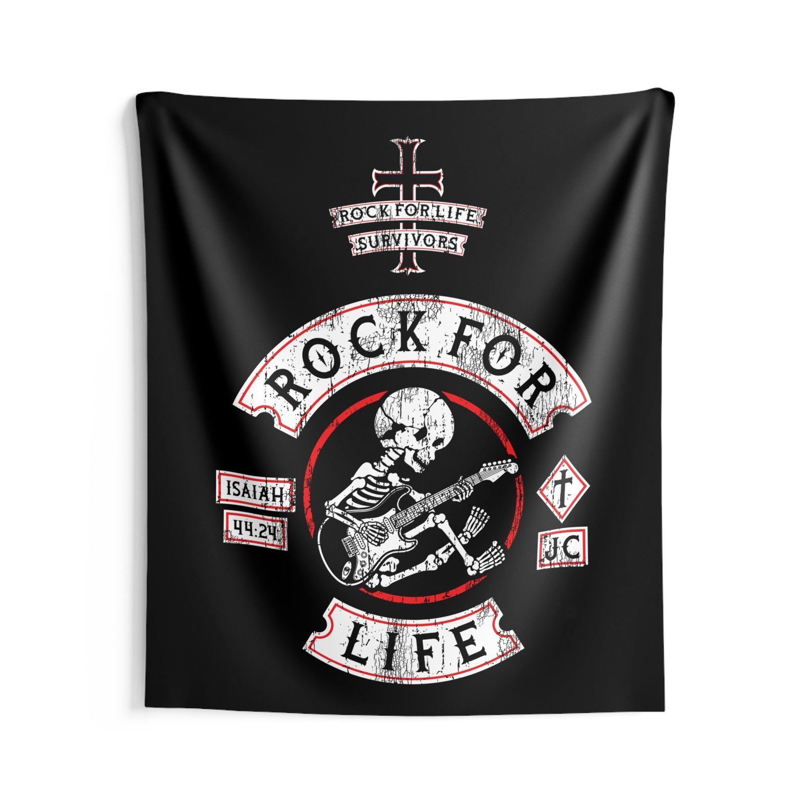 Rock For Life Biker Logo Indoor Wall Tapestries