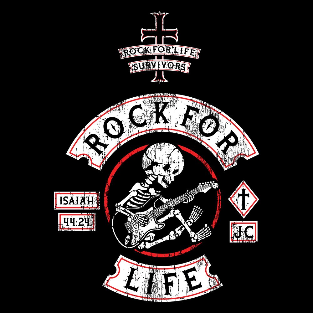 Rock For Life Biker Logo - Black Denim Printed Patches (2 sizes)