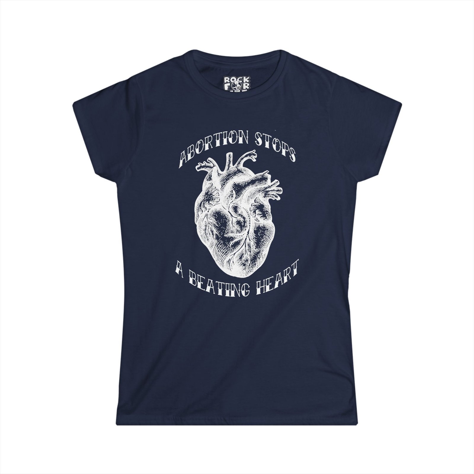 Rock For Life - Abortion Stops A Beating Heart Women's Short Sleeve Tshirt