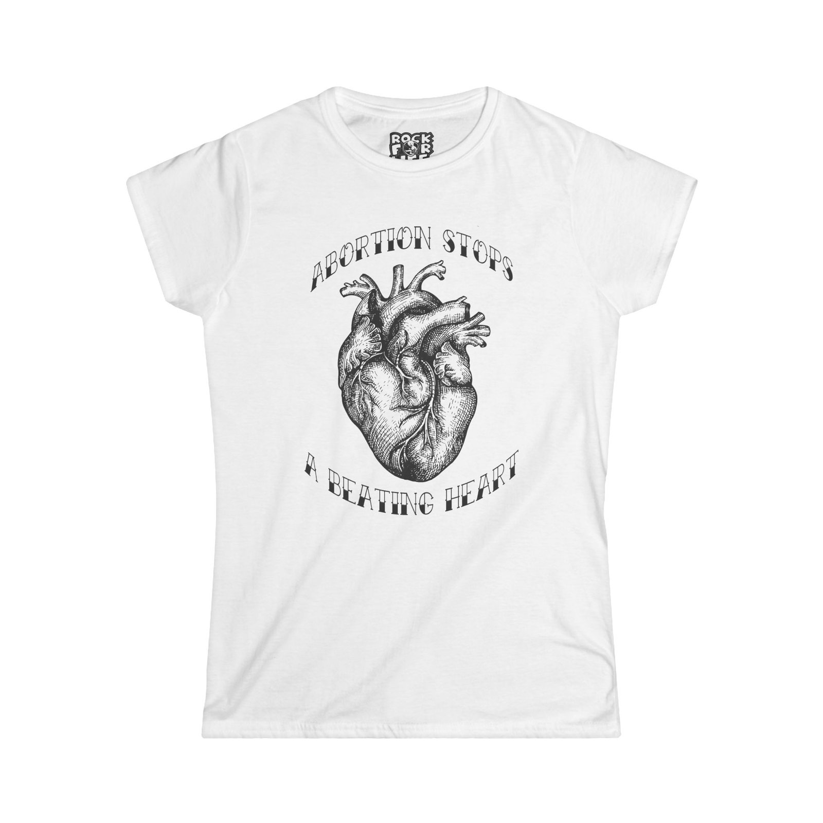 Rock For Life - Abortion Stops A Beating Heart Women's Short Sleeve Tshirt - Image 5