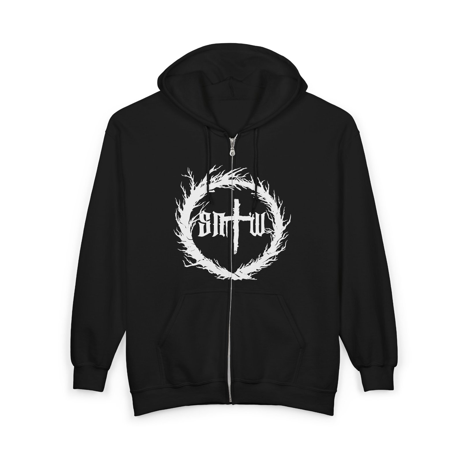 Suffer Not The Witch - Thou Shalt with Initial Logo Full Zip Hooded Sweatshirt (2-Sided)