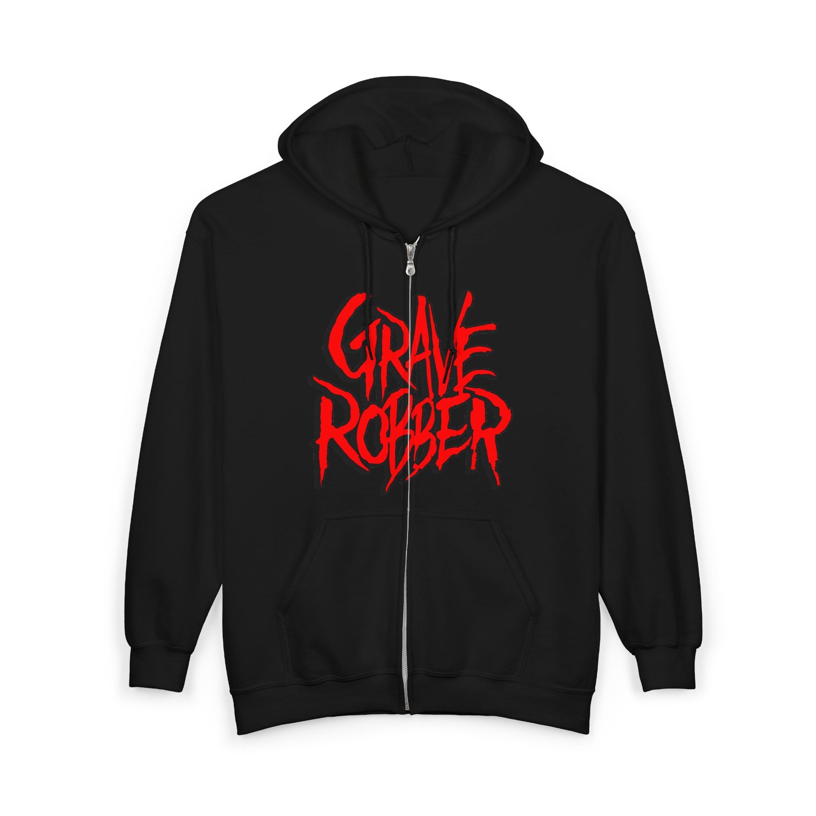 Grave Robber Red Stacked Logo 2026 Full Zip Hooded Sweatshirt