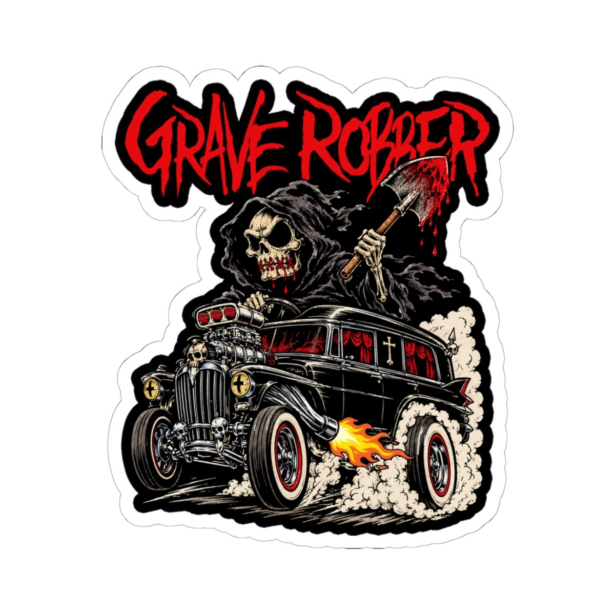 Grave Robber - Hearse Rod 2026 Die Cut Stickers - Image 2