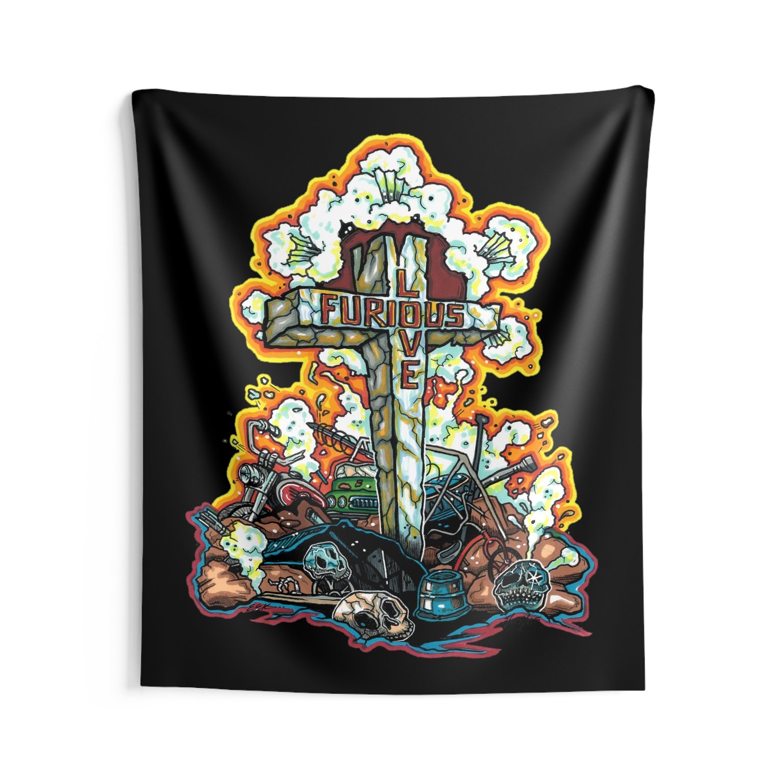 Furious Love Logo Indoor Wall Tapestries
